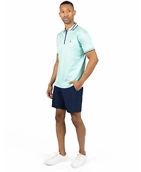 Tailorbyrd Men's Quarter Zip Mesh Performance Polo with Stripe Tipping