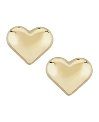 Puffed Heart Stud Earrings Set in 14k Yellow Gold (8mm)