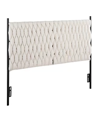 flynama Cream Sherpa Queen Headboard with Button Tufting Adjustable Height