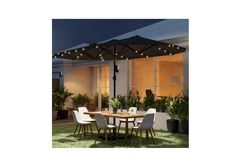 Clihome with Base,Patio Parasol Led Solar