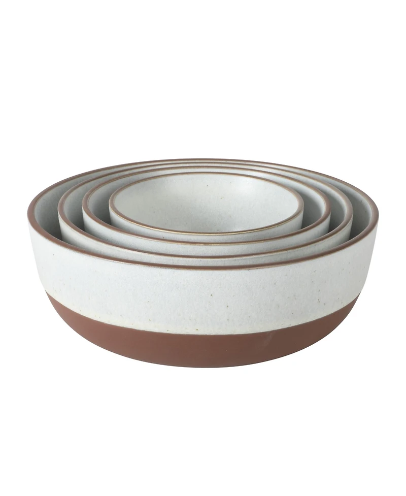 Gibson Home William Crest 4 Piece Nesting Serving Stoneware Reactive Bowl Set, 5”, 6.25”, 7.5”, 9”, Prep & Bowls