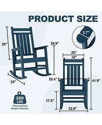 gaomon Outdoor Rocking Adirondack Chair- Hdpe High Back All-Weather for Deck Lawn Fire Pit