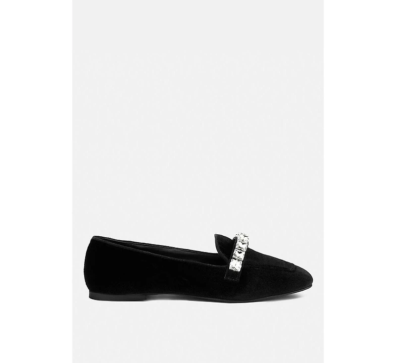 Lamington Womens Diamante Embellished Velvet Loafers