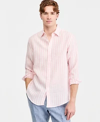 Club Room Men's Long-Sleeve Lino Stripe Linen Shirt, Macy's Exclusive - Yd