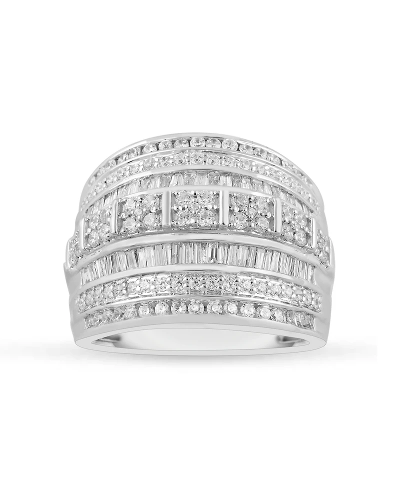 Diamond Wide Band Multi-Row Statement Ring (2 ct. t.w.) Sterling Silver
