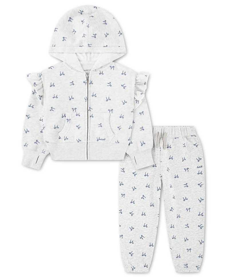 abercrombie kids Baby Girls' Flutter Full-Zip Hoodie and Joggers, 2-Piece Set