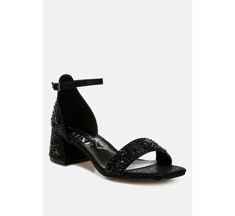Nocturnal Rhinestone Embellished Shimmer Sandals