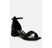 Nocturnal Rhinestone Embellished Shimmer Sandals