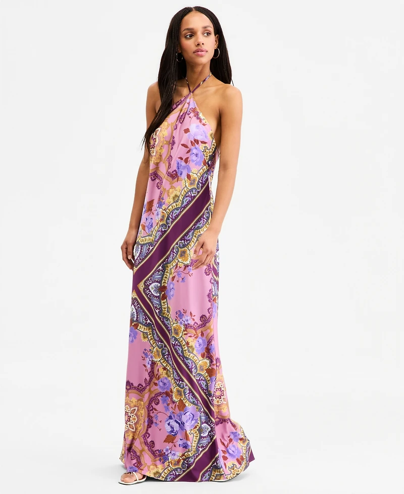 Morgan & Company Juniors' Scarf-Print Low-Back Dress