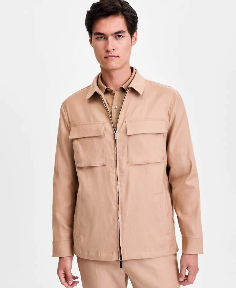 Alfani Men's Long-Sleeve Linen- Blend Tech Shirt Jacket, Macy's Exclusive
