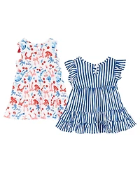 Rare Editions Baby Girls' Sleeveless Dress, Diaper Covers and Headband, 5-piece Set