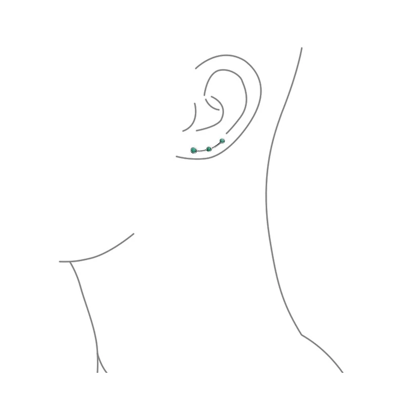 Bling Jewelry Minimalist 3 Blue Natural Turquoise Curved Ear Pin Warp Climbers Earrings Ear Crawlers Sterling Silver