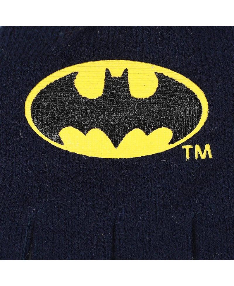 Batman Boys Classic Bat Signal Youth Beanie and Gloves Set