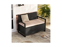 Slickblue Patio Wicker Loveseat with Hidden Storage Bench for Outdoors