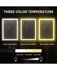 Homfan Led Bathroom Mirror with Front and Backlit Lights,Anti-Fog Lighted Vanity Mirror, Stepless Dimmable, 3-Color Modes