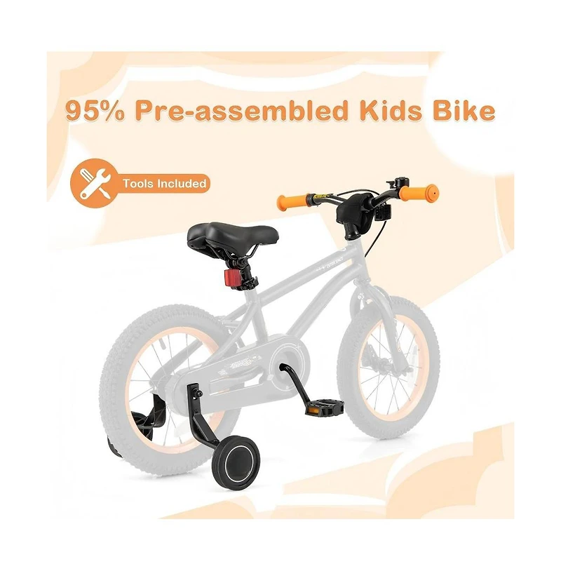 Hongge 14 Inch Kids Bike Sport Bicycle for 3-5 Years Old with Adjustable Seat