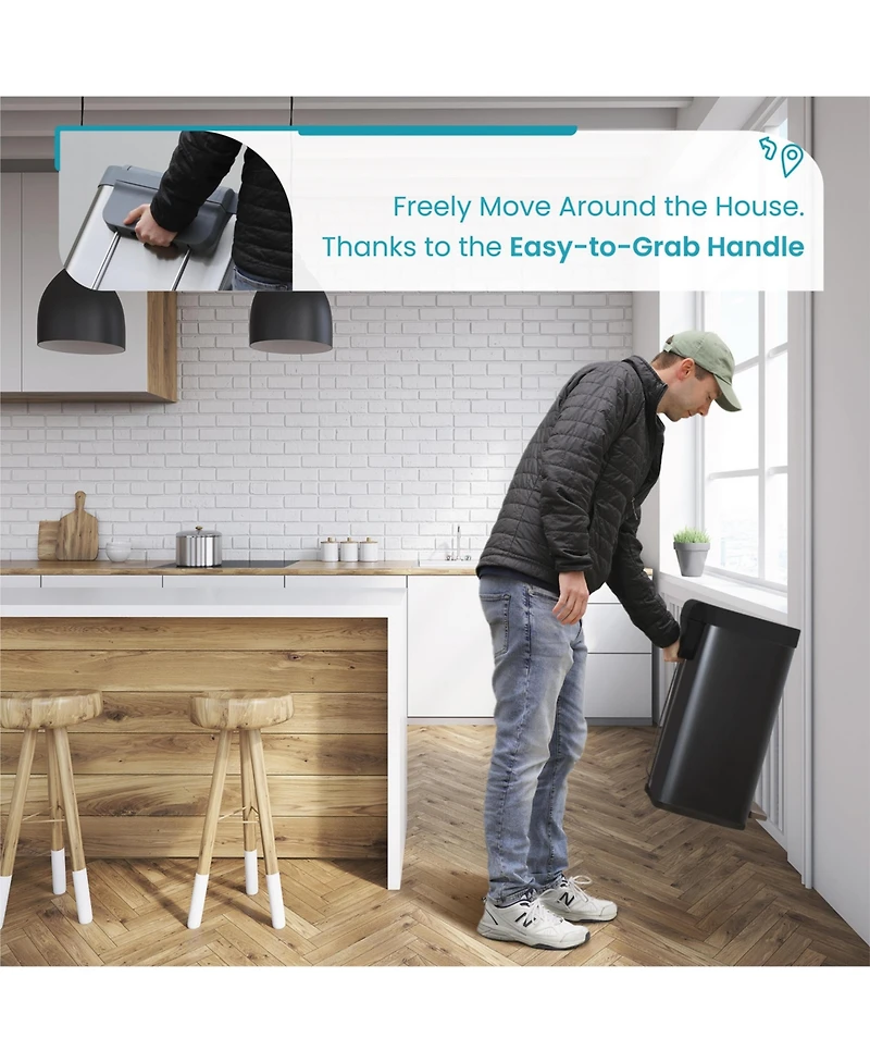 Home Zone Living 13 Gallon Kitchen Trash Can with Soft Close Lid, Liner-Free Stainless Steel Body