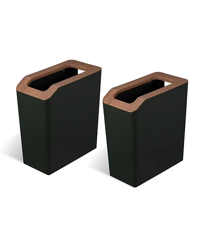 Home Zone Living 2-Pack 2 Gallon Slim Rectangular Trash Cans with Open Top Lids