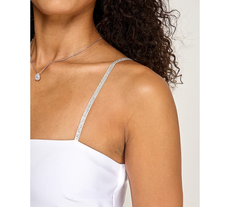 Emerald Sundae Juniors' Rhinestone-Strap Asymmetrical Dress