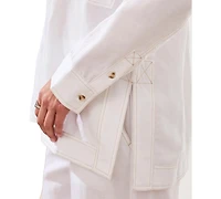 Tribal Women's Flowy Slub Woven Popover Tunic Top