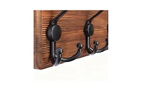 Yigii Rustic Wood Coat Rack - 10 Hooks for Coats, Hats, Bags - Wall Mount