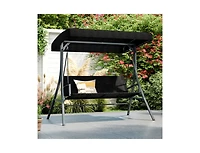 Slickblue Outdoor Canopy Swing Chair for 3 with Rattan Back