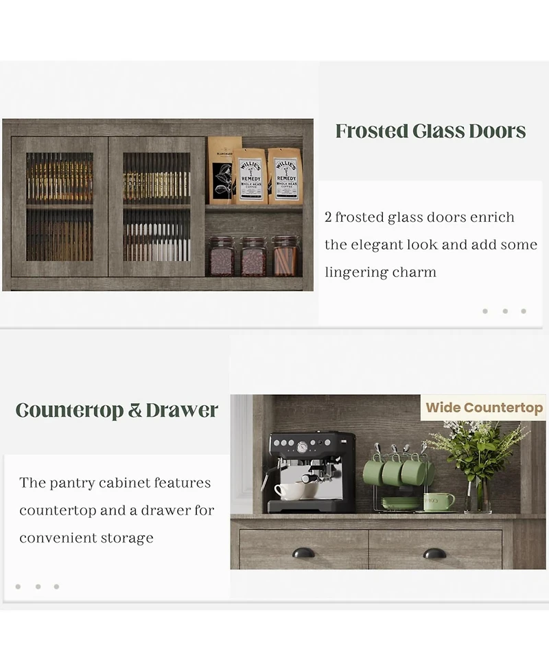 gaomon Tall Storage Cabinet - Freestanding Kitchen Pantry Cabinet with Drawers and Adjustable Shelves.