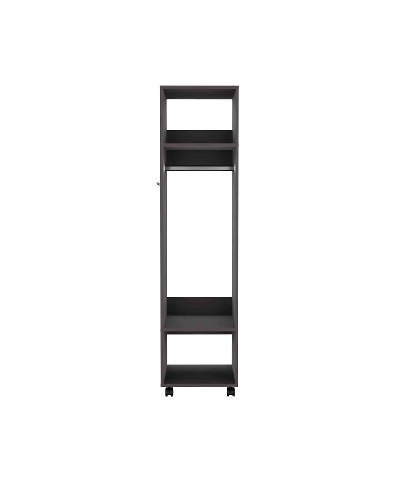 flynama Cluster 63inch Tall Wardrobe with Mirror Three Shelves Casters and Hanging Rod Bedroom Clothes Storage Cabinet Organizer