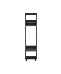 flynama Cluster 63inch Tall Wardrobe with Mirror Three Shelves Casters and Hanging Rod Bedroom Clothes Storage Cabinet Organizer