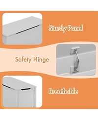 Rainsken Kids Toy Chest, Wooden Toy Box Storage Organizer, Bench with Safety Hinged Lid for Playroom, Nursery