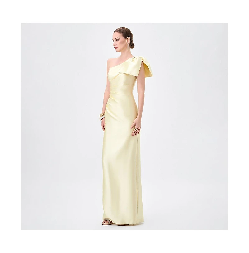 Bariano Women's Aramy One Shoulder Bow Gown