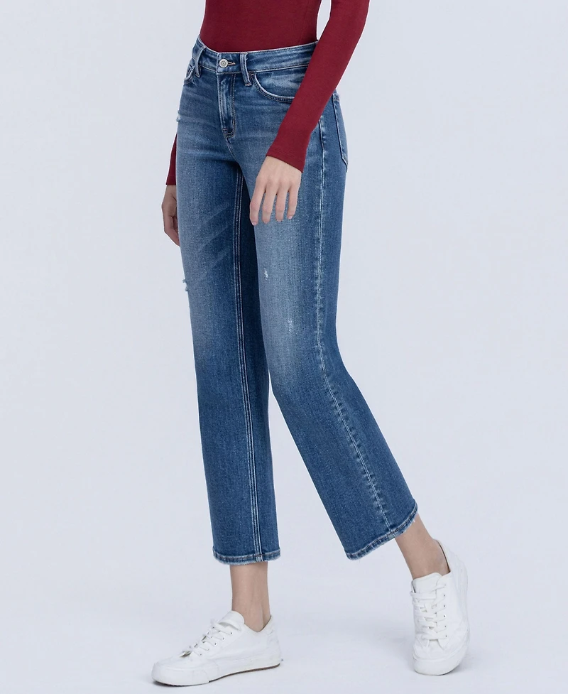 Vervet Women's Mid Rise Ankle Straight Jeans