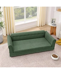 6thdruple Modern Linen Dog Sofa Bed, Oversized Pet Furniture with Backrest