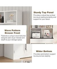 gaomon 60'' Kitchen Pantry Cabinet, Tall Pantry Cabinet with Glass Doors, Large Kitchen Hutch with Storage Drawers, Farmhouse Kitchen Cabinet