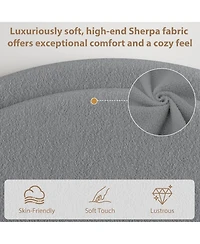 gaomon Bed Frame with Storage Drawers, Upholstered Boucle Platform, Round Headboard, Heavy-Duty, Noise-Free, No Box Spring, Grey