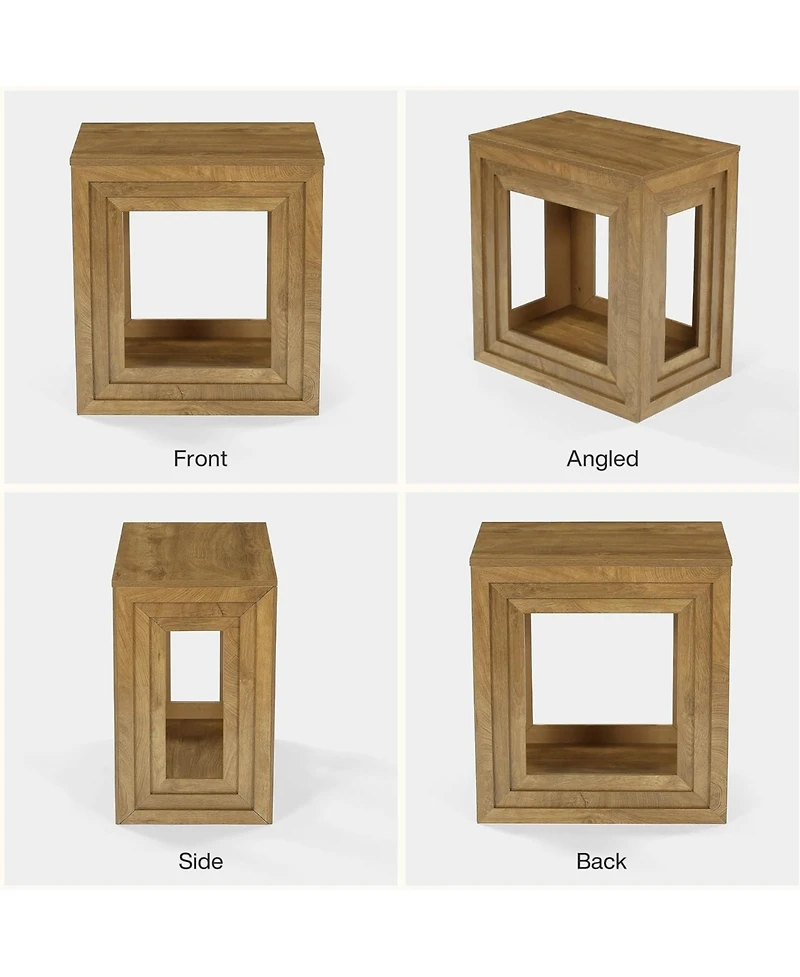 Tribesigns Farmhouse End Table with 2-Tier Storage, 24 Inches