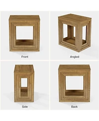 Tribesigns Farmhouse End Table with 2-Tier Storage, 24 Inches