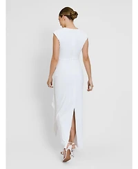 Six Stories Women's Cap Sleeve Corsage Stretch Dress