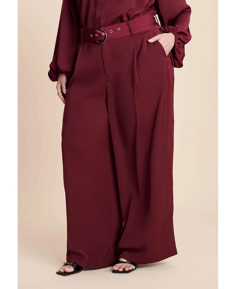 Eloquii Women's Wide Leg Belted Pant