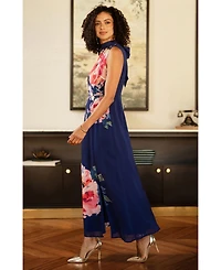 Yumi Women's Flower High Neck Maxi Dress