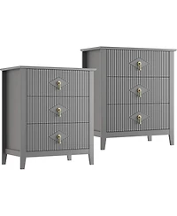 gaomon Mid-Century Modern Nightstand, 27.5" Wide Dresser with 3 Drawers, 150LB Strong Wood Bedside Table w/Metal Handle & Anti-Tip Kit.