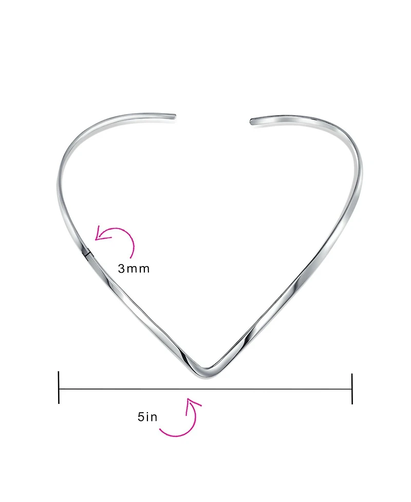 Bling Jewelry Simple Charm Slider V Shape Choker Collar Statement Necklace .925 Silver Sterling
