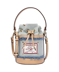 True Religion Buddha Patch Frayed Bucket Bag