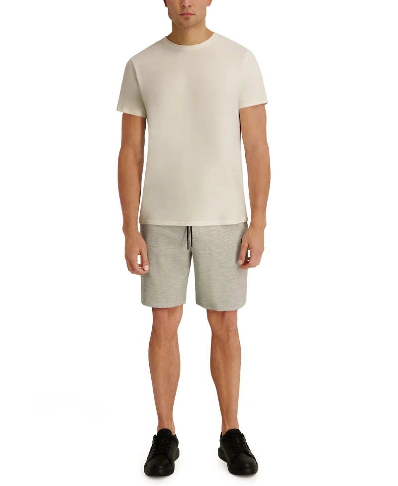 Karl Lagerfeld Paris Men's Striped Waffle Drawstring Short with Leather Logo Patch