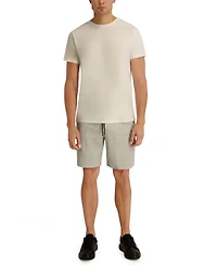 Karl Lagerfeld Paris Men's Striped Waffle Drawstring Short with Leather Logo Patch