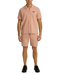 Karl Lagerfeld Paris Men's Textured Knitted Short-Sleeve Shirt