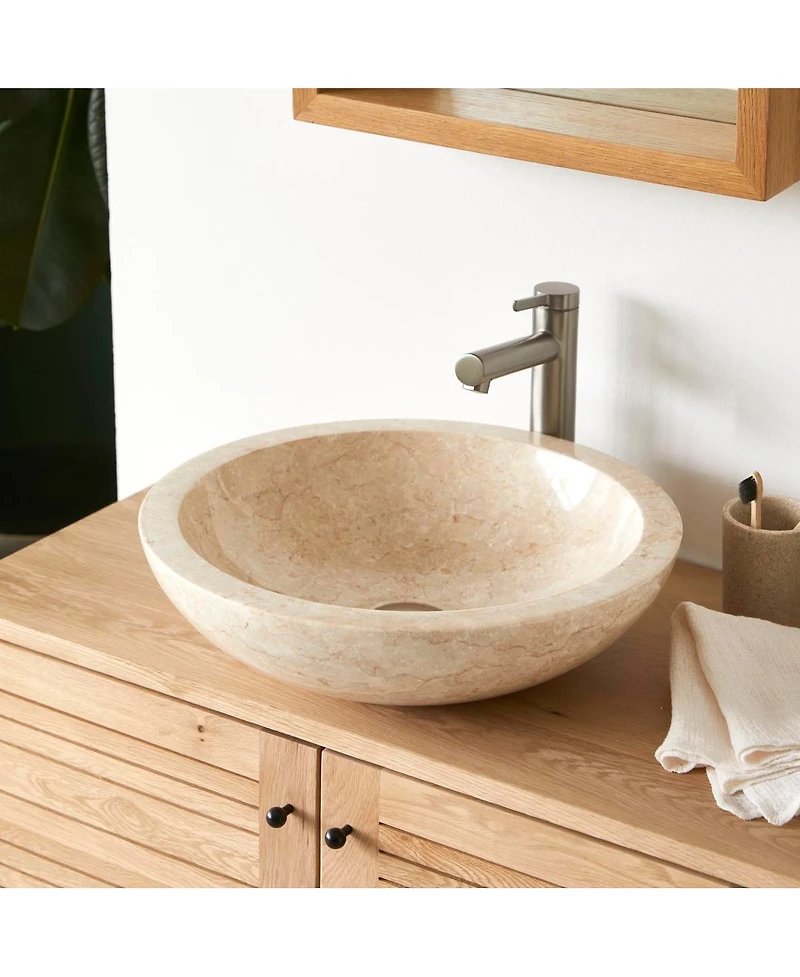 Tikamoon Calypso Cream white marble washbasin