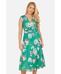 Yumi Women's Blossom Print Stretch Mesh Dress
