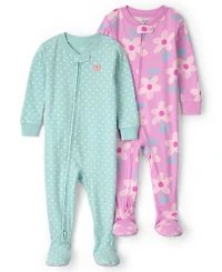 Carter's Baby Girls' Long-Sleeve Sleep & Play, 2-Pack
