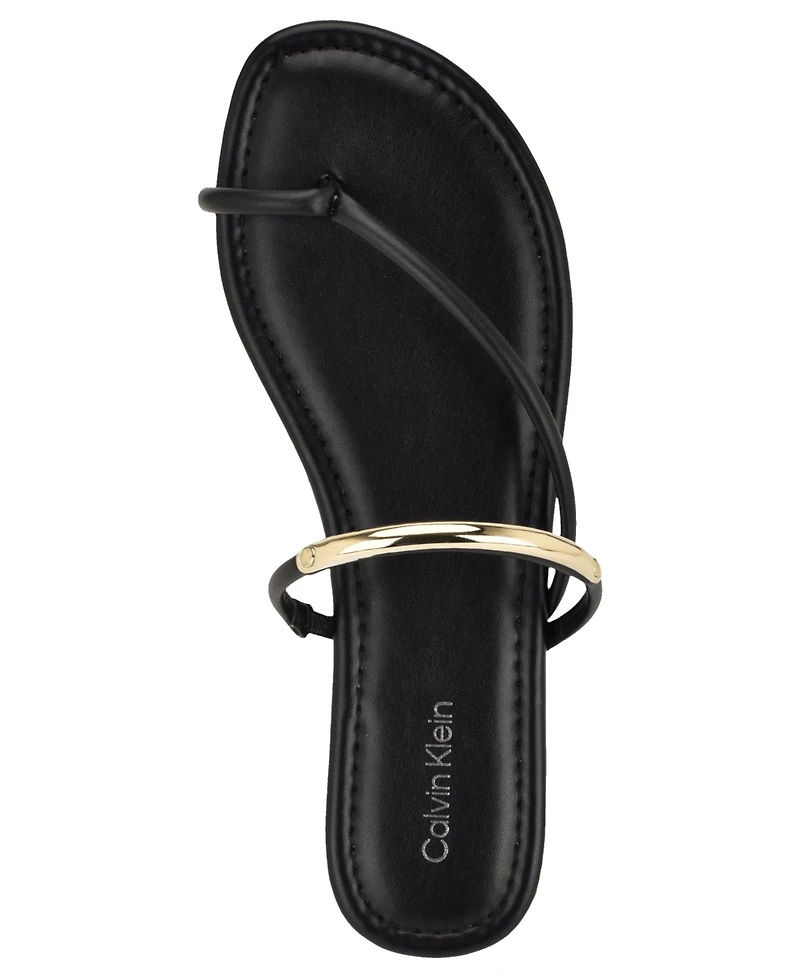 Calvin Klein Women's Bienna Strappy Ornamented Flat Slip-On Sandals